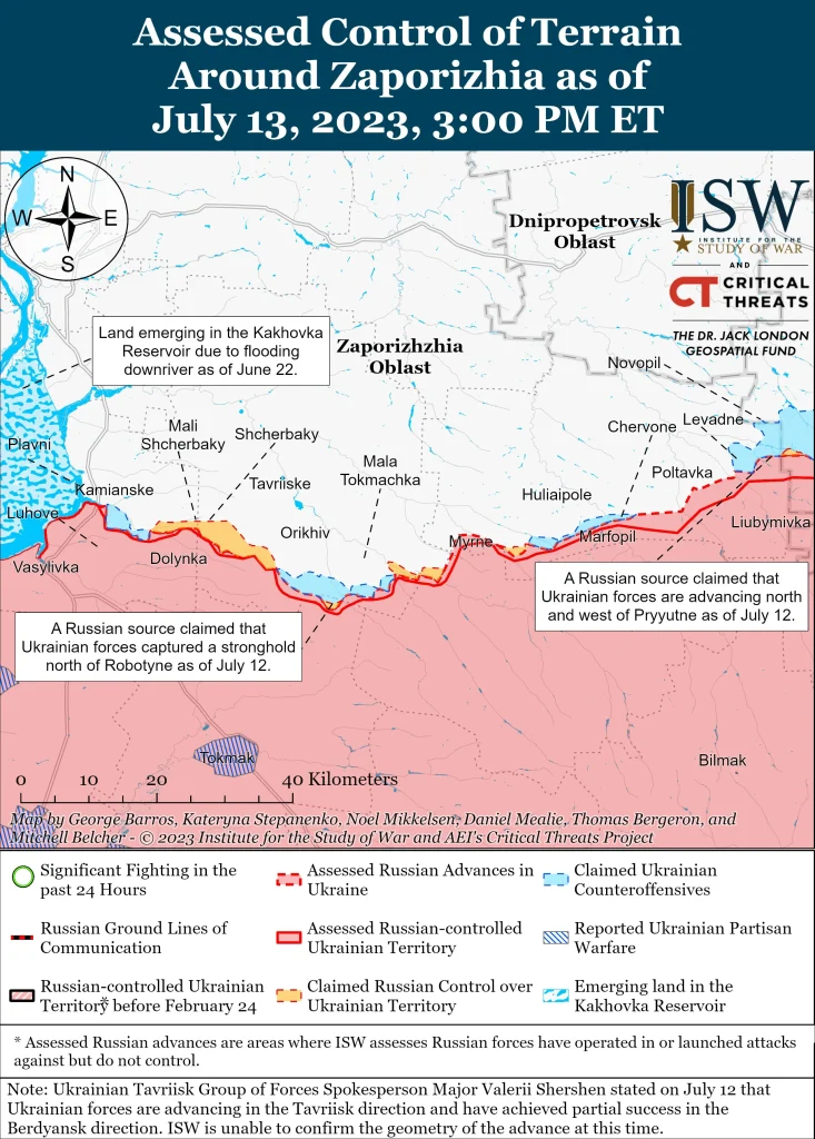 ISW про бойові дії в Запорізькій області: Українська армія захопила позиції 71-го полку в районі Роботино.